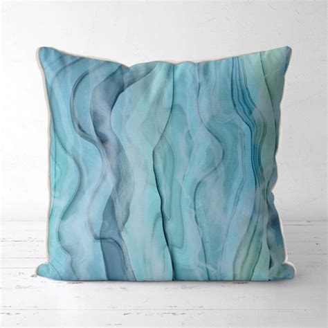 Coastal Pillow Aqua Coastal Throw Pillows Modern Beach Home Etsy