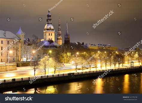 Night Winter Scene In Riga, Latvia Stock Photo 121776118 : Shutterstock