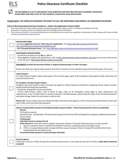 PDF Police Clearance Certificate Checklist Police Clearance