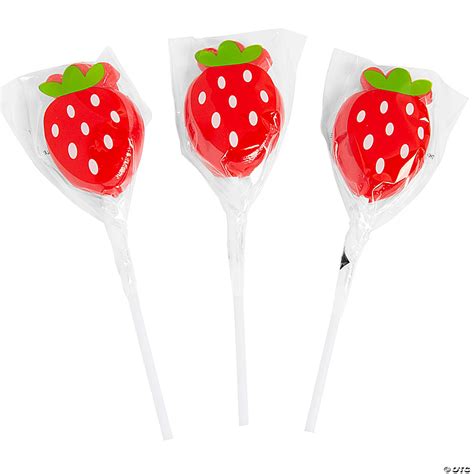 Strawberry Lollipops 12 Pc Oriental Trading