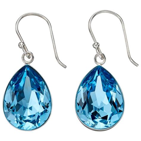 Boucle D Oreille Cristal Bleu En Argent 925 1000 MON BIJOU MATY