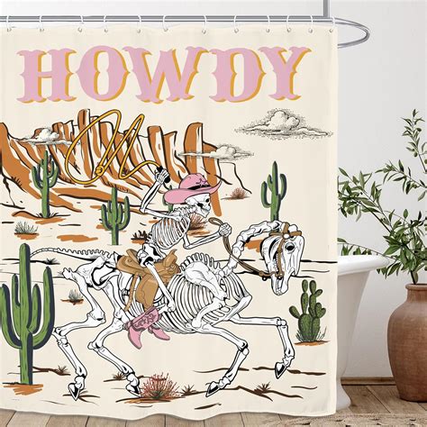 Kalmico Howdy Cowgirl Shower Curtain 60wx72l Inch Retro