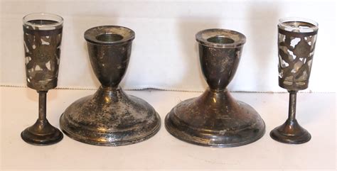 Lot Detail Pair Of Duchin Sterling Silver Weighted Candle Holders And