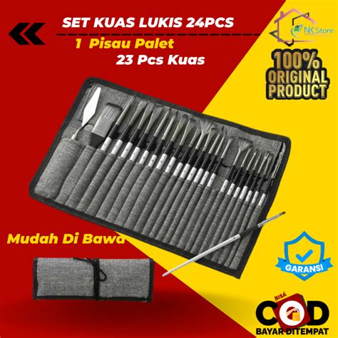 Jual 24PCS Set Kuas Lukis Melukis Cat Air Minyak Nylon Paint Brush 24