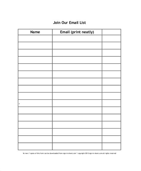 Free Email Sign Up Template - Free Templates Printable