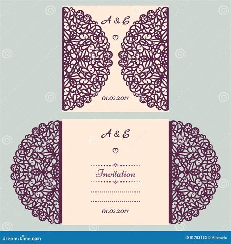 Die Cut Wedding Invitation Card Template Paper Cut Out Card With Lace