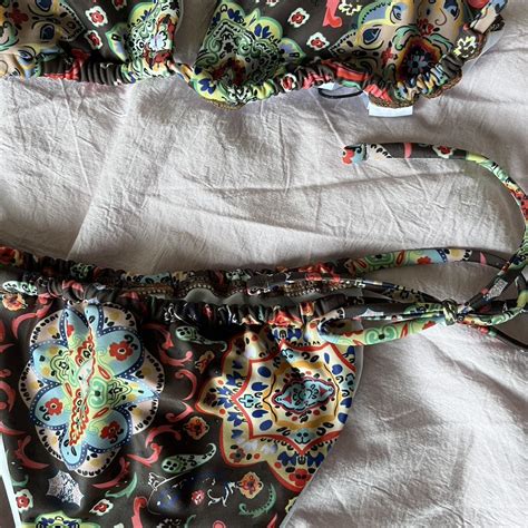 Brown Paisley Bikini Set Ties On The Bottoms And Depop
