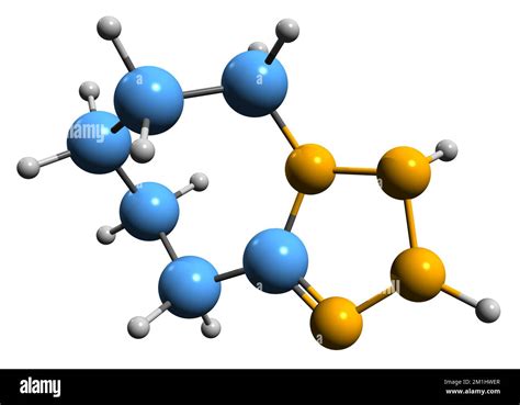 3D image of Pentylenetetrazol skeletal formula - molecular chemical structure of respiratory ...