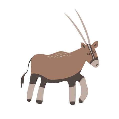 Oryx Antelope Vector Illustration Gemsbok With Long Straight Horns And