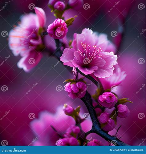 Gorgeous Pink Blossoms Natural Beauty Of Spring Stock Illustration