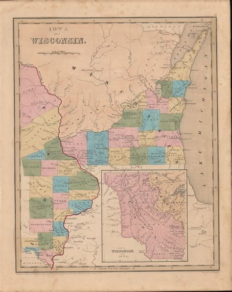 Iowa and Wisconsin.: Geographicus Rare Antique Maps