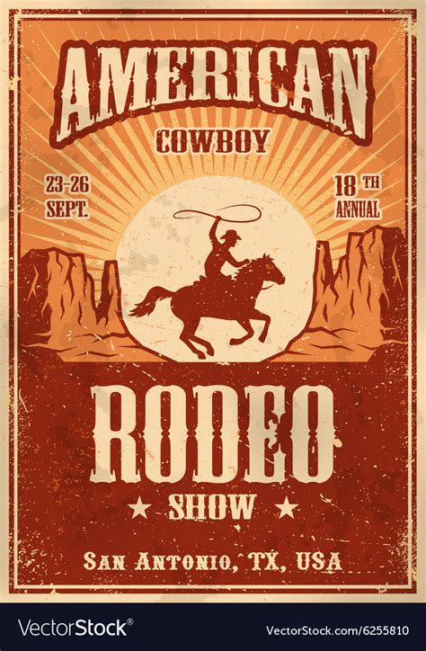 American cowboy rodeo poster Royalty Free Vector Image