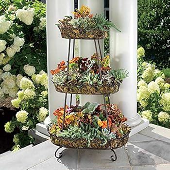 Amazon Sunjoy Oval Wrought Iron Plant Stand Garden Outdoor