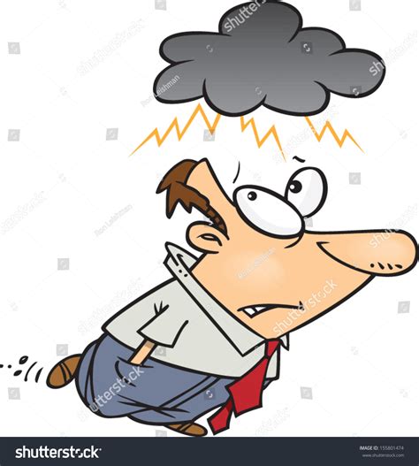 Cartoon Man Dark Rain Cloud Over Stock Vector (Royalty Free) 155801474 | Shutterstock