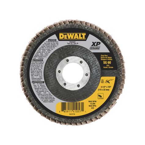 DEWALT DWA8281 DWAFV84560 Flap Disc 4 1 2 In Dia 7 8 In Arbor Coated