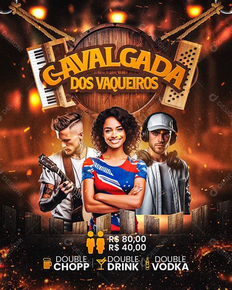 Flyer Cavalgada Dos Vaqueiros Social Media PSD Editável download