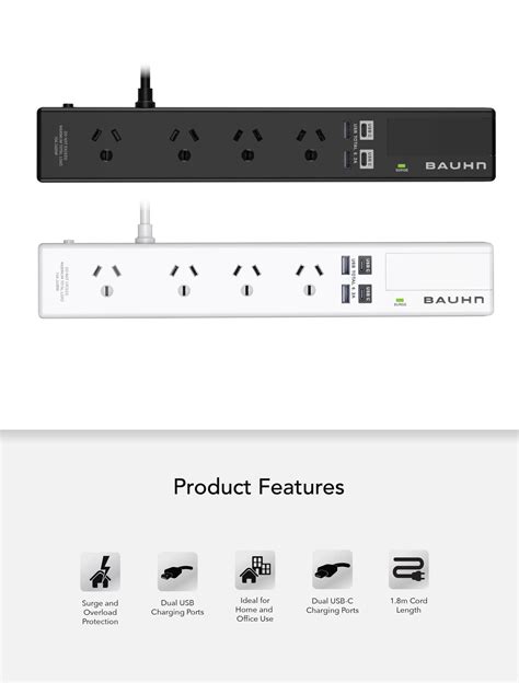 Way Powerboard With Usb C Bauhn