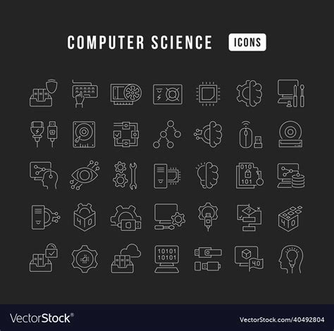 Set Of Linear Icons Of Computer Science Royalty Free Vector