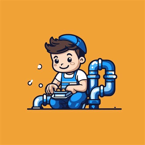 Personaje De Dibujos Animados De Fontanero Ilustraci N Vectorial Icono