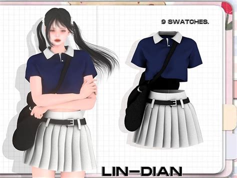 Lin Dian S Polo Fir And Skirt Sims Clothing Clothes Sims Baby