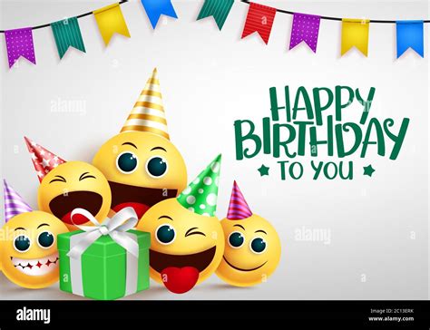 Happy Birthday Emoji Vector Greeting Design Happy Birthday To You