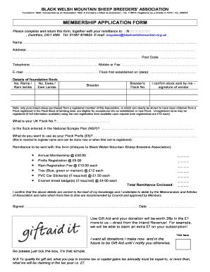 Fillable Online Blackwelshmountain Org Membership Application Form