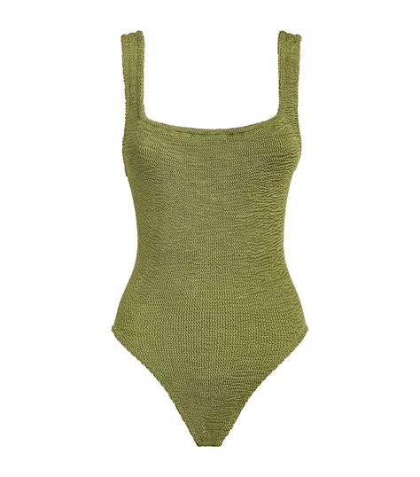 Womens Hunza G Green Square Neck Swimsuit Harrods Uk