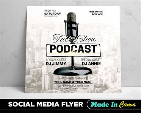 Podcast Flyer, DIY Canva Podcast Flyer Template 2022, Editable Social Media Flyer Template for ...