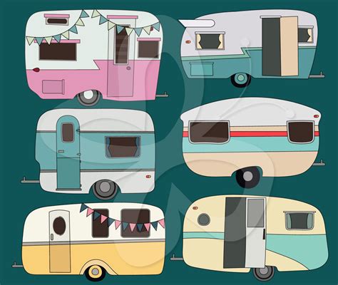 Retro Caravan Digital Clip Art Clipart Set Personal And Etsy Australia