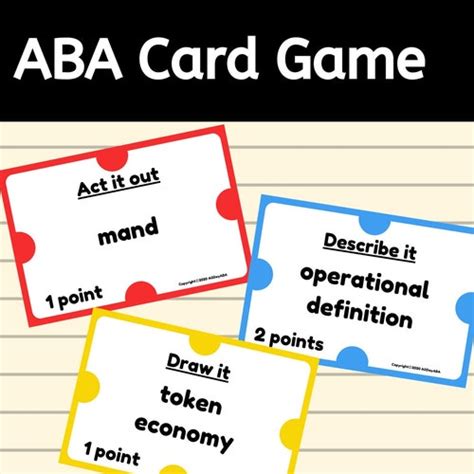 aba card game applied behavior analysis terminology etsy