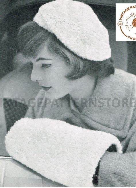 Ladies Womens 50s Vintage 2 Ply Hand Muff And Matching Beret Hat Cap Pdf