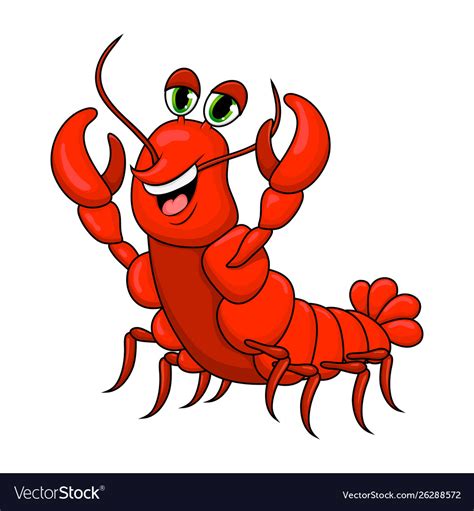 Crawfish Cartoon Cute Character Isolated On White Vector Image