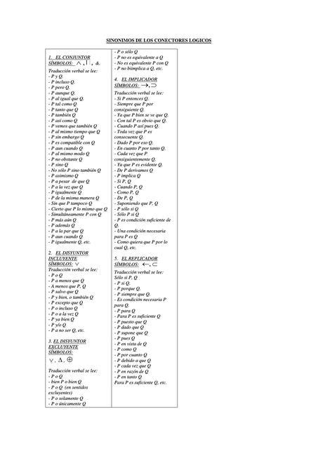 Sin Nimos De Los Conectores L Gicos Juan Carlos Udocz
