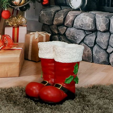 Sunnydaze Santa Boots Statue Indoor Outdoor Christmas Decor 13 Inch