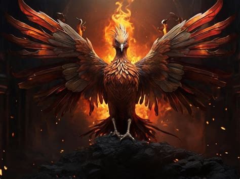 Premium Photo | Phoenix the Firebird with wings spread wide rising from ...