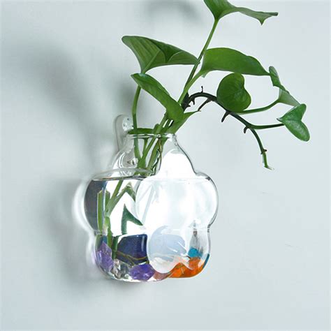 Wall-mounted Flower Shaped Glass Flower Vase Home Garden Wedding Party ...