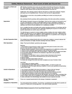 Fillable Online Safety Method Statement Roof Work At Safe And Sound