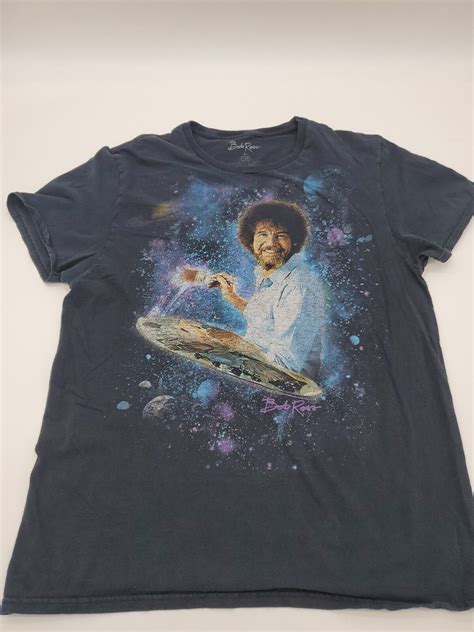 Bob Ross Large painting black space graphics Men T-sh… - Gem