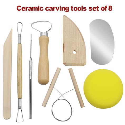 Clay Tool Set Wooden Pottery Clay Sculpture Carving Tool 8 Piece Set