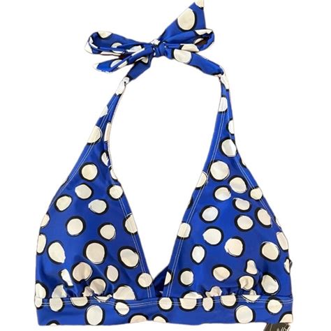 Catalina Swim Catalina Bikini Polka Dot Blue White Black L Swim Top