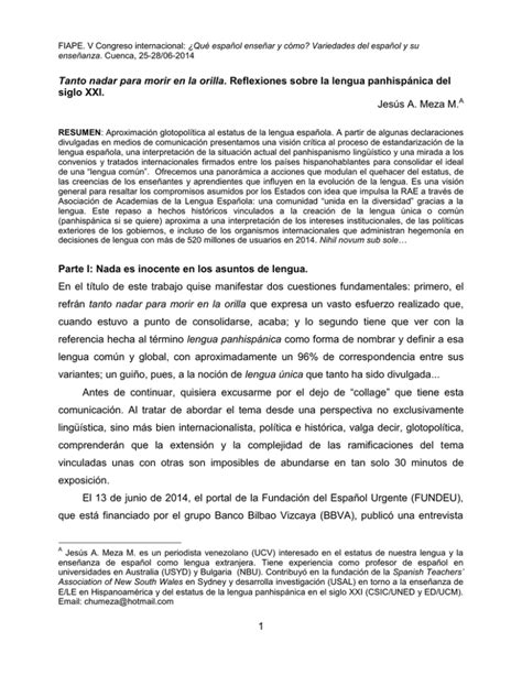 1 Tanto Nadar Para Morir En La Orilla Reflexiones Sobre La Lengua