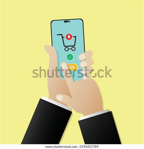 Hand Holding Smartphone Touching Screen Text Stock Vector Royalty Free 2196421789 Shutterstock