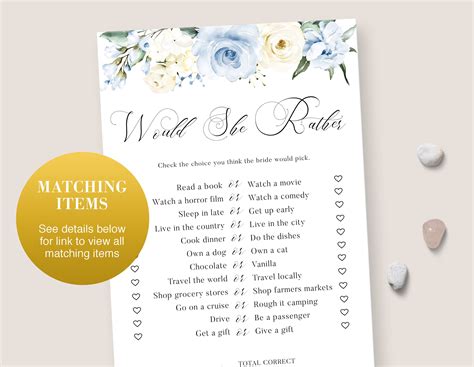 Bridal Shower Bingo Game Template Dusty Blue Bridal Shower Etsy