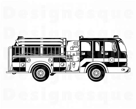 Fire Truck Outline Svg Firetruck Svg Fire Engine Svg Fire Etsy | Images ...