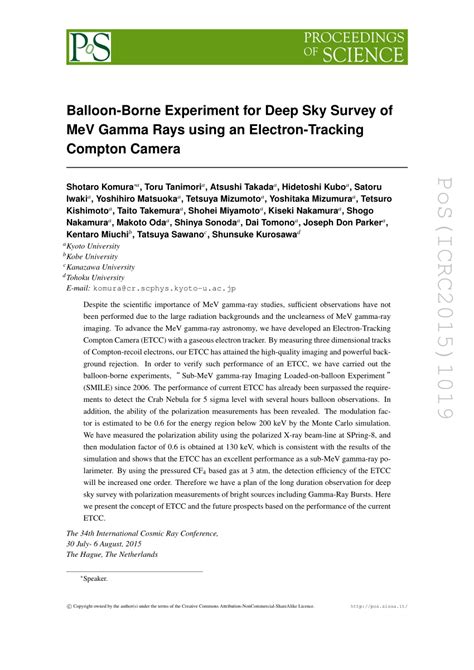 PDF Balloon Borne Experiment For Deep Sky Survey Of MeV Gamma Rays