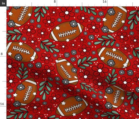 Large Scale Team Spirit Football Floral Fabric Spoonflower