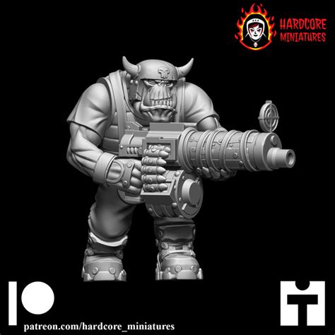 D Printable Space Orcs Ds Heads By Hardcore Miniatures