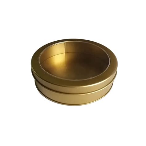 Gold Cookie Packaging Round Tin Boxcake Tin With Clear Lidbulk Tin