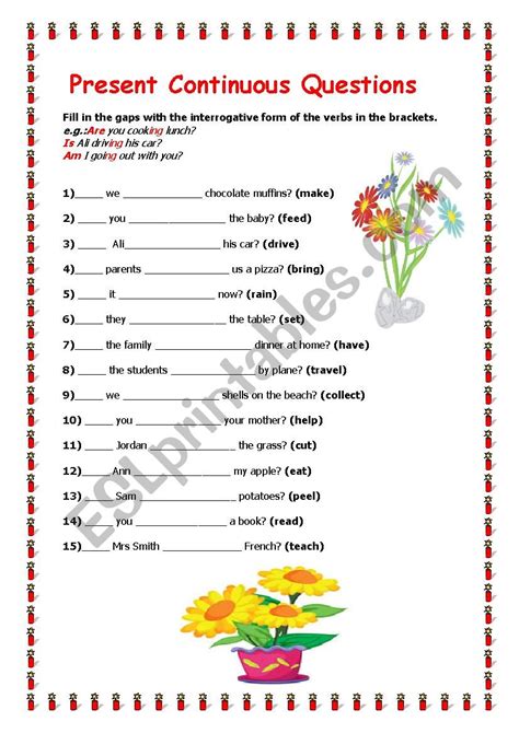 Present Continuous Wh Question Worksheet