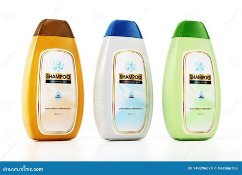 Generic Shampoo Bottle And Label Designs Isolated On White Background 3d Illustration Stock